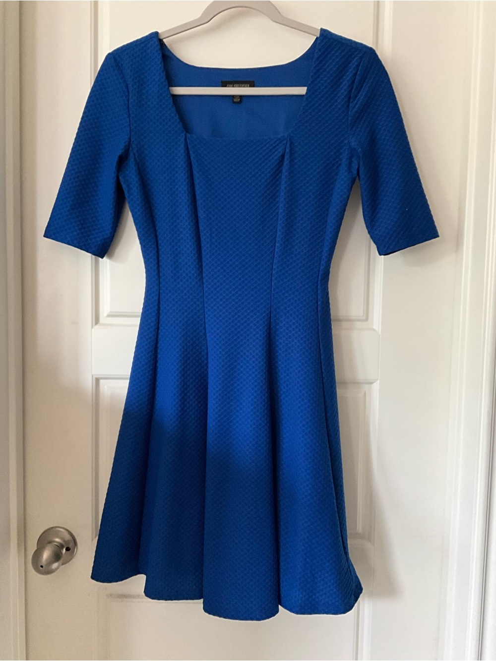 Jodi Kristopher Cobalt Blue Fit-and-Flare Square Neck Dress